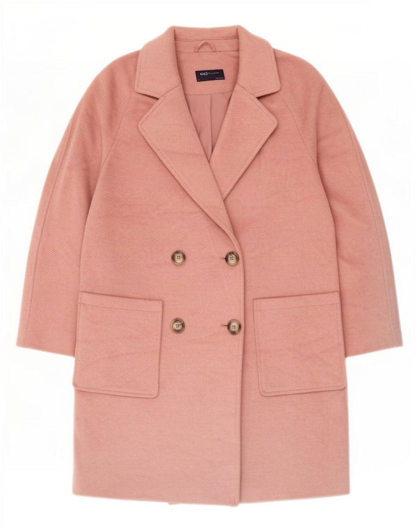 Cappotto doppiopetto oversize da donna Marks & Spencer UK 10 piccolo rosa