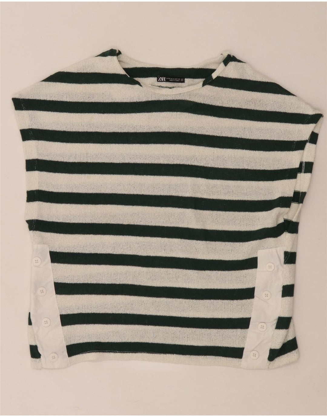 T-shirt Zara da donna Top UK 14 a righe bianche medie