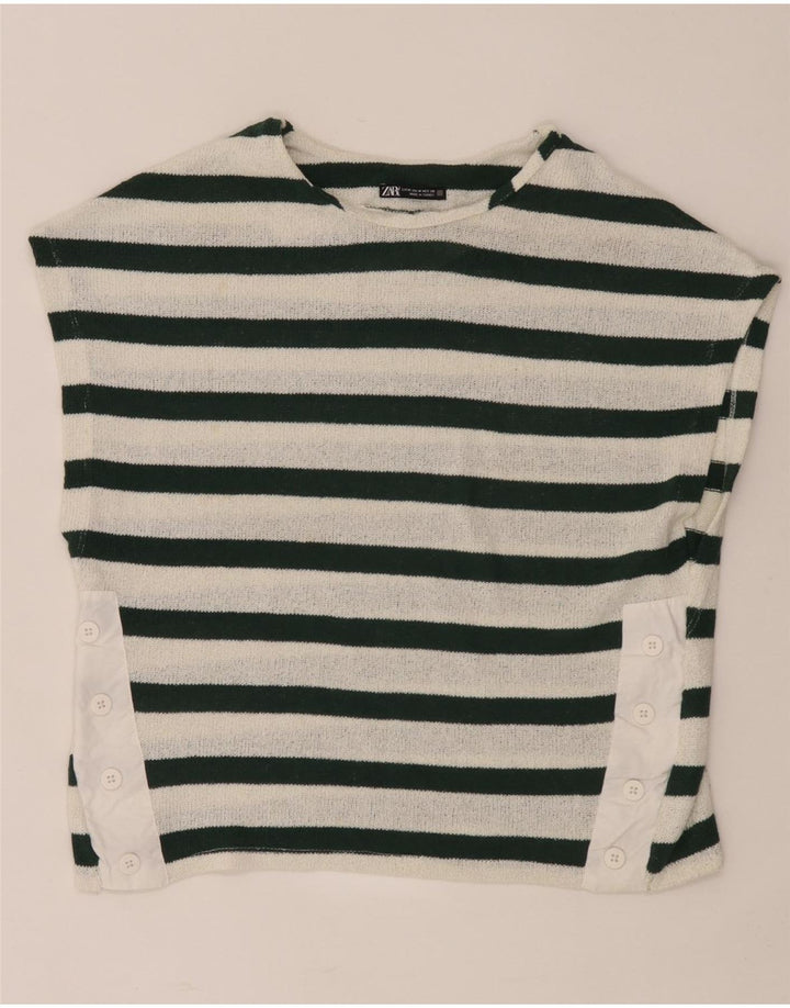 T-shirt Zara da donna Top UK 14 a righe bianche medie