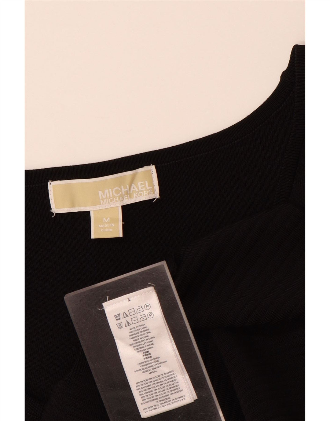 MICHAEL KORS Abito a trapezio da donna UK 12 Rayon gessato nero medio