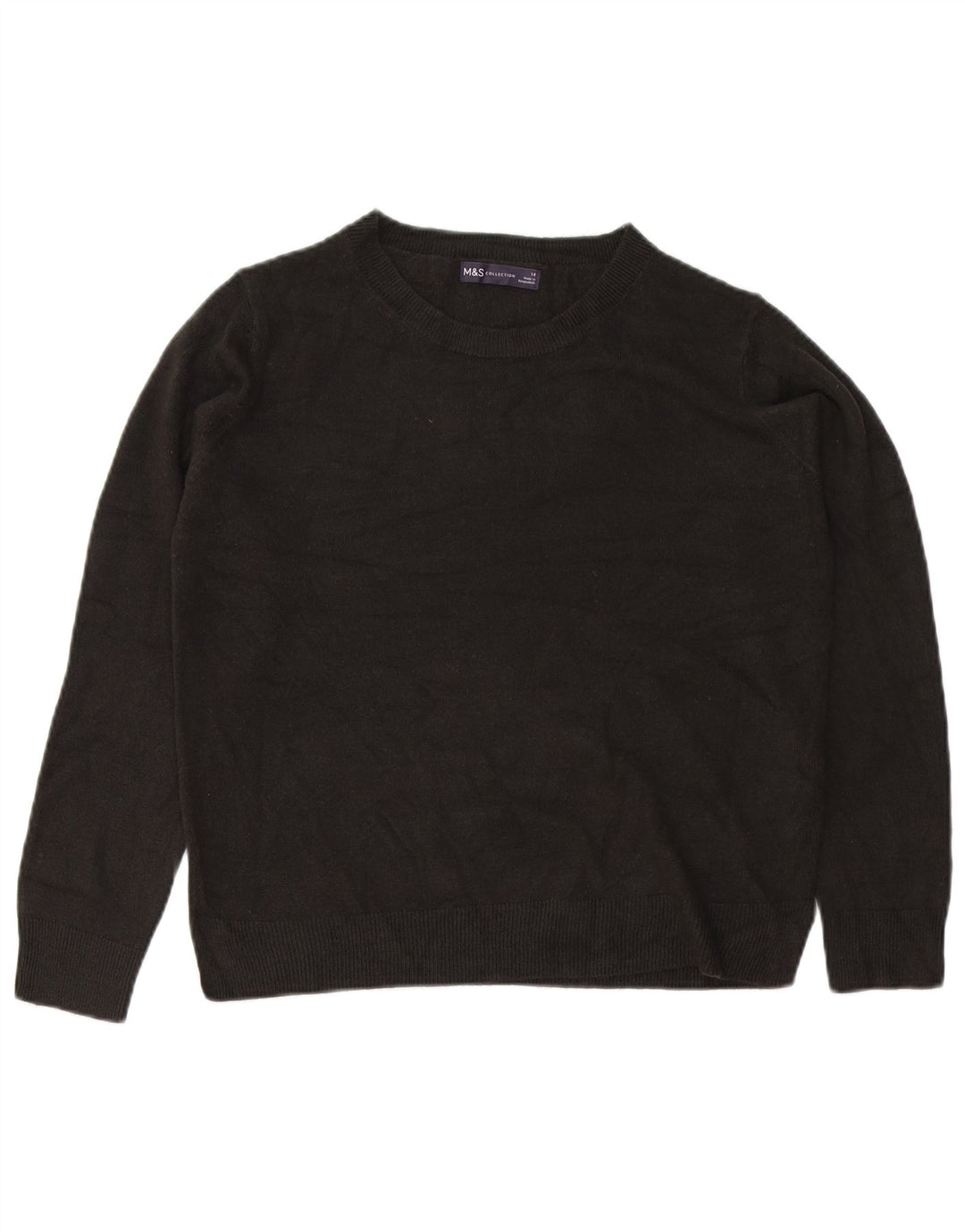 Maglione maglione girocollo da donna Marks & Spencer UK 14 acrilico nero medio