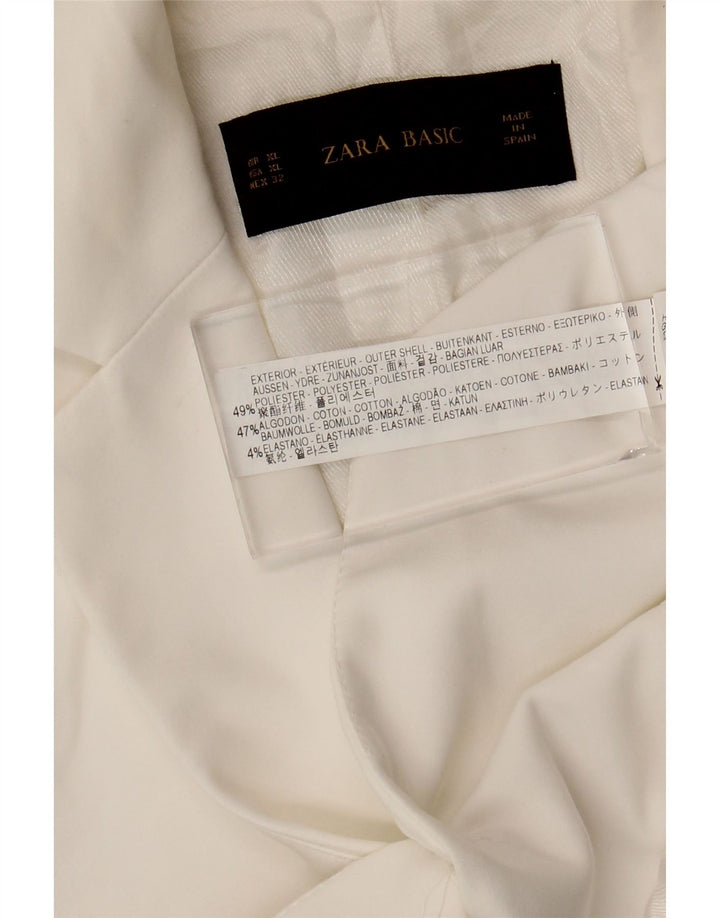 Giacca Blazer a 1 Bottone da Donna ZARA UK 18 XL Poliestere Bianco
