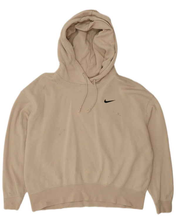 Felpa con cappuccio oversize da donna Nike UK 14 cotone beige medio