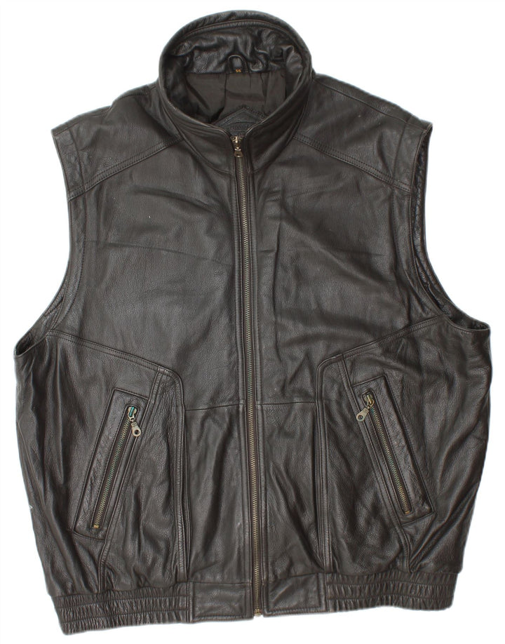 Gilet in pelle da uomo PRINCE IT 56 3XL Pelle nera