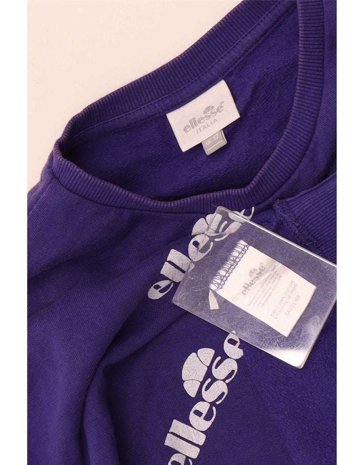 Felpa grafica da donna Ellesse Maglione UK 12 Cotone viola medio