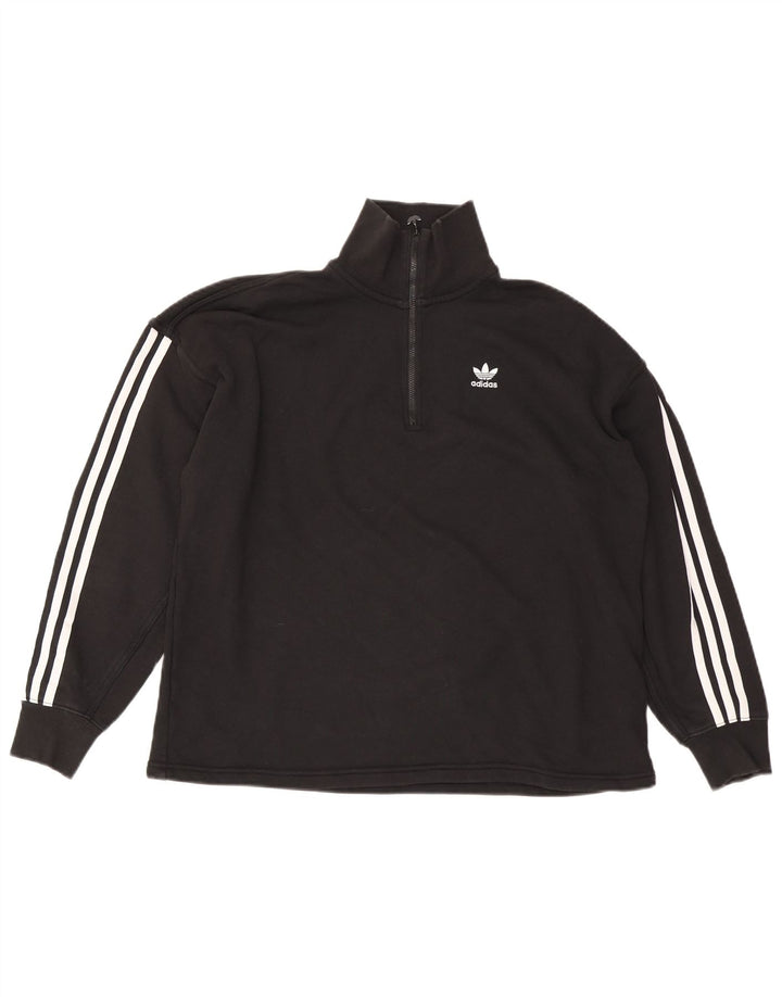 Felpa oversize da donna Adidas UK 10 piccola in cotone nero