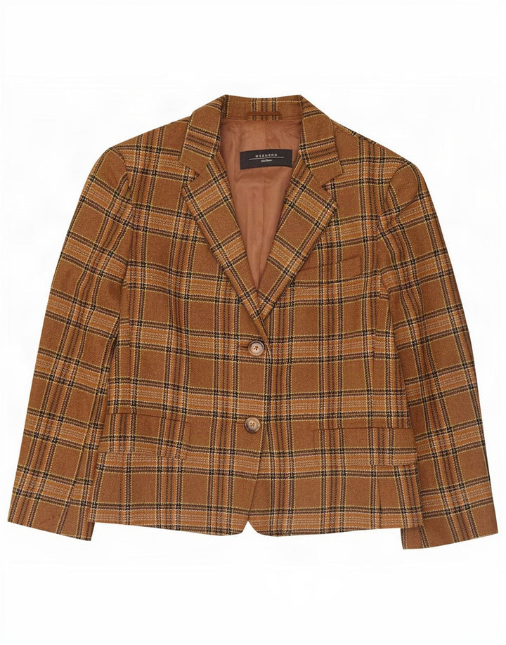 Giacca blazer a 2 bottoni Max Mara da donna Weekend UK 8 piccola lana a quadri marrone