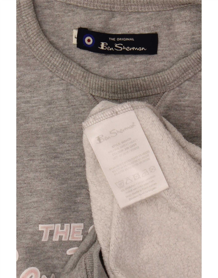 Felpa grafica da donna Ben Sherman Maglione UK 16 Large Grey Flecked