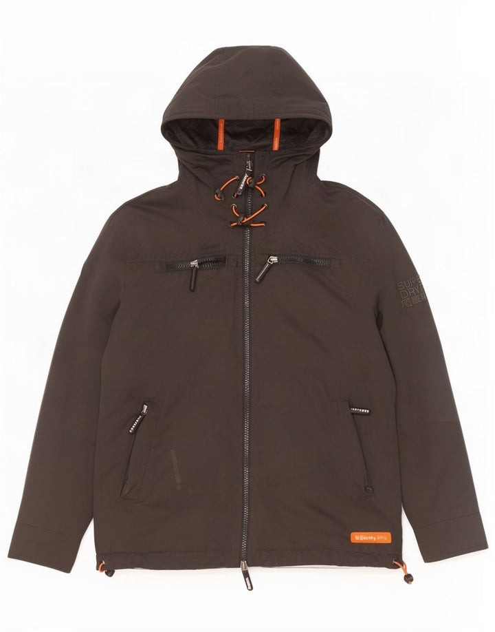 Giacca a vento con cappuccio da uomo Superdry UK 40 grande poliestere nero