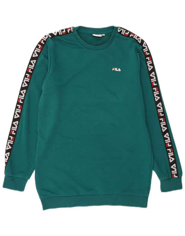 Fila Felpa grafica da uomo in cotone color block verde medio