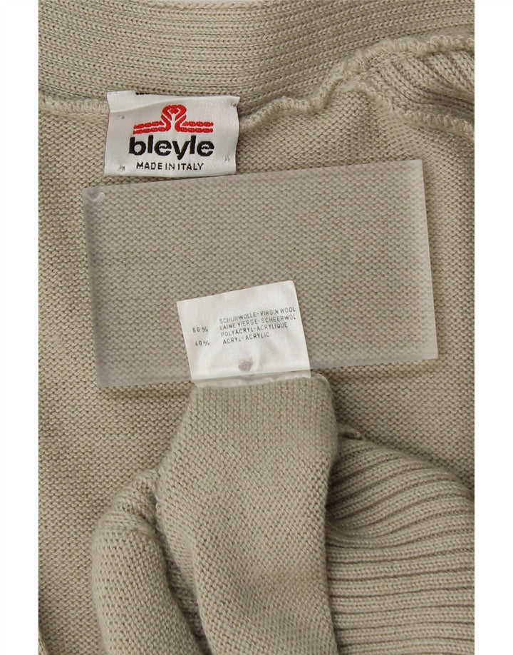 BLEYLE Maglione cardigan da donna UK 20 2XL Lana vergine verde
