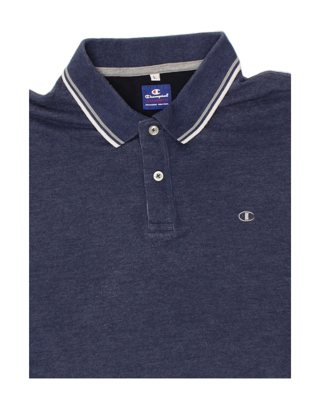 CHAMPION Mens Polo Shirt Large Navy Blue Cotton Vintage Champion and Second-Hand Champion from Messina Hembry 
