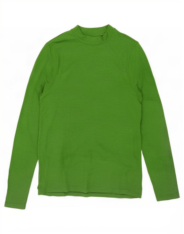 Marks & Spencer Top da donna a maniche lunghe UK 14 Large Green Flecked Modal