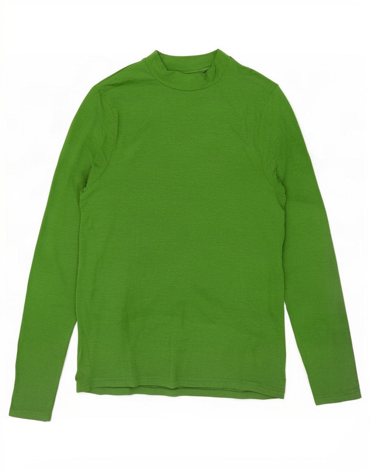 Marks & Spencer Top da donna a maniche lunghe UK 14 Large Green Flecked Modal