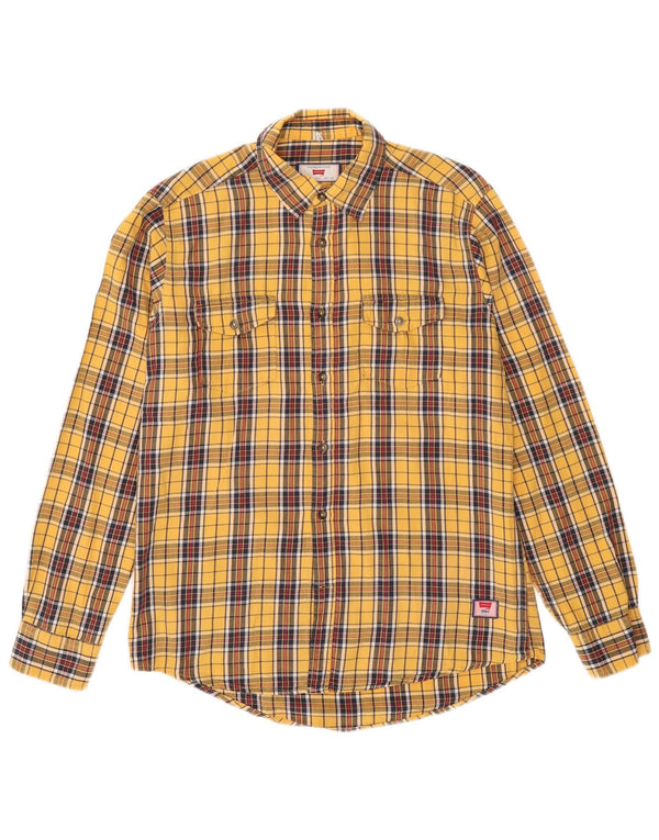 Camicia da uomo in flanella Carrera in cotone a quadri giallo medio