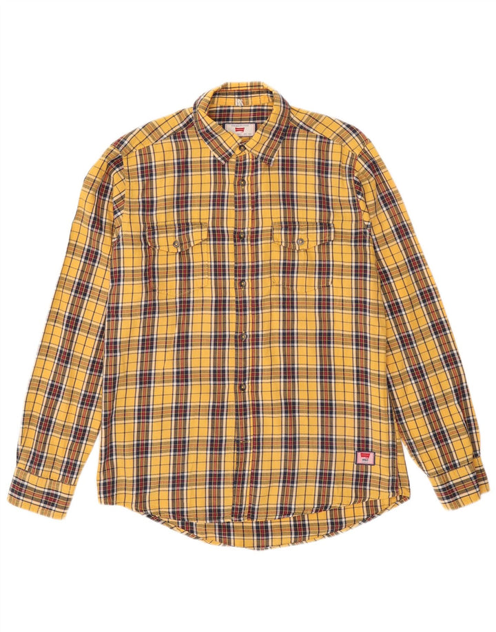 Camicia da uomo in flanella Carrera in cotone a quadri giallo medio