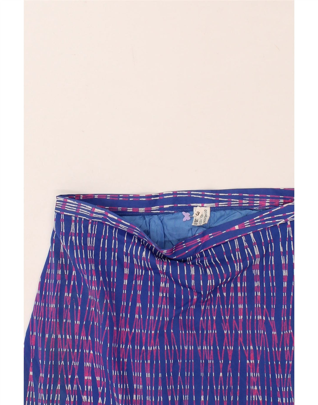 VINTAGE Womens A-Line Skirt W30 Medium  Blue Striped Polyester Vintage Vintage and Second-Hand Vintage from Messina Hembry 