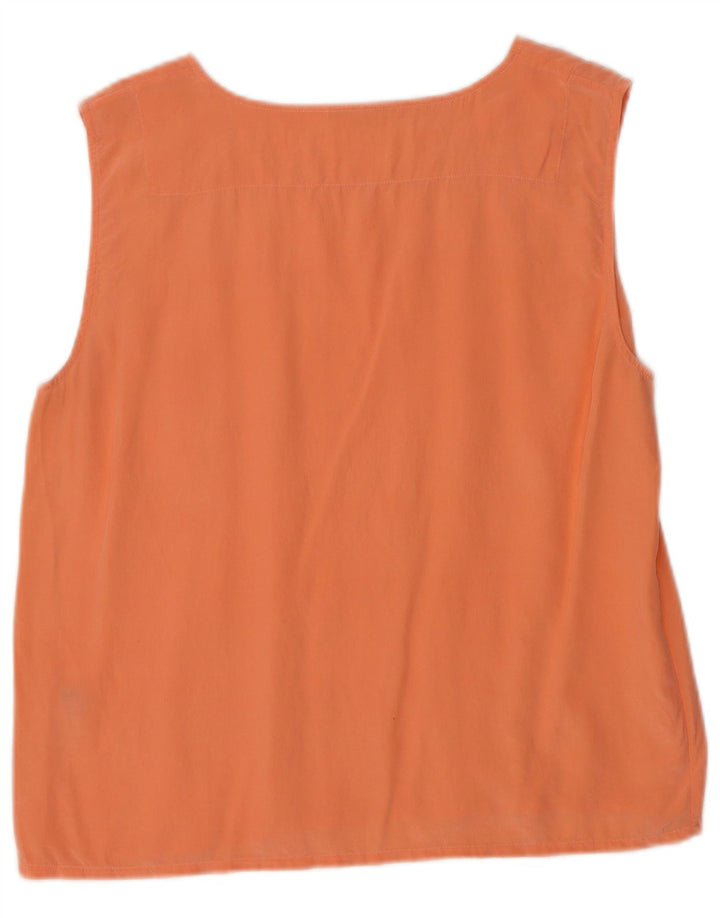 Camicetta senza maniche vintage da donna IT 40 piccola in seta arancione