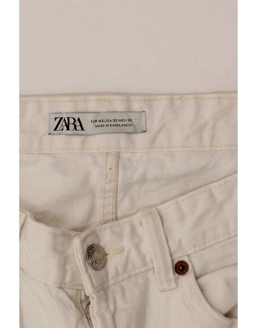 Jeans slim corti da uomo Zara EU 42 Large W32 L26 Bianco