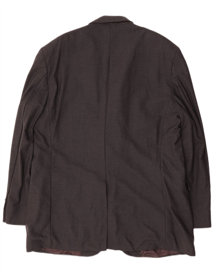 Giacca blazer a 2 bottoni lunga da uomo Brooks Brothers UK 46 3XL lana grigia