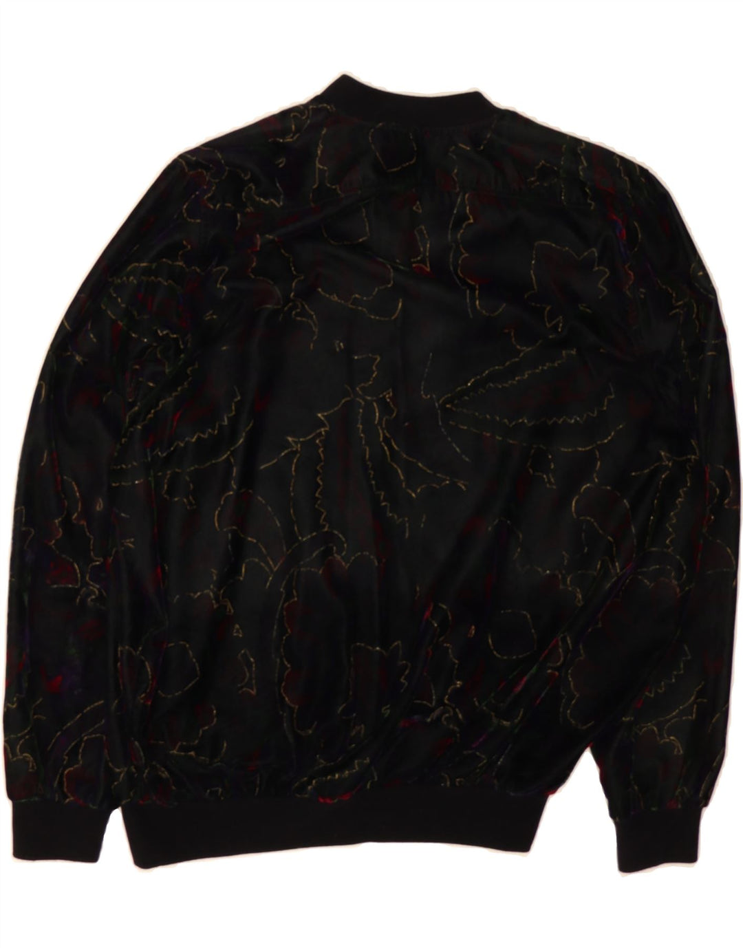 VINTAGE Womens Shirt Blouse UK 20 2XL Black Floral Polyester Vintage Vintage and Second-Hand Vintage from Messina Hembry 