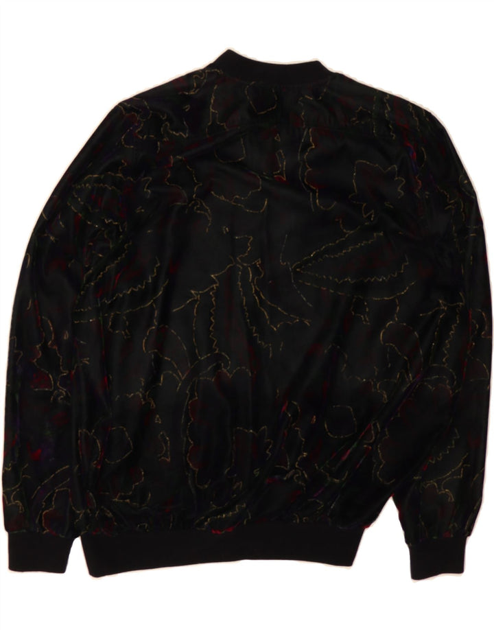 VINTAGE Womens Shirt Blouse UK 20 2XL Black Floral Polyester Vintage Vintage and Second-Hand Vintage from Messina Hembry 
