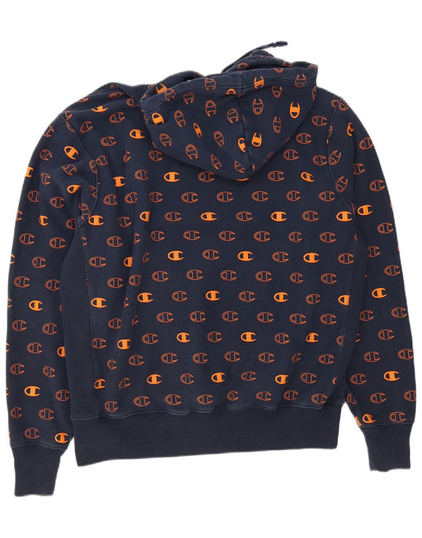 Felpa con cappuccio grafica Champion Reverse Weave da uomo XL in cotone blu navy