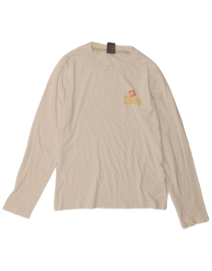 Top Nike da uomo a maniche lunghe UK 36/38 piccolo cotone bianco