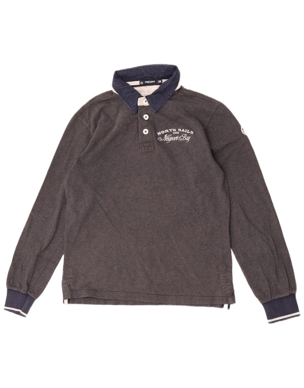 North Sails Mens Graphic Rugby Polo Shirt Medium Grey Colourblock