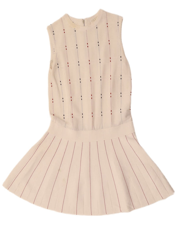 Ted Baker Abito da donna senza maniche a vita bassa taglia 1 XS a righe bianche