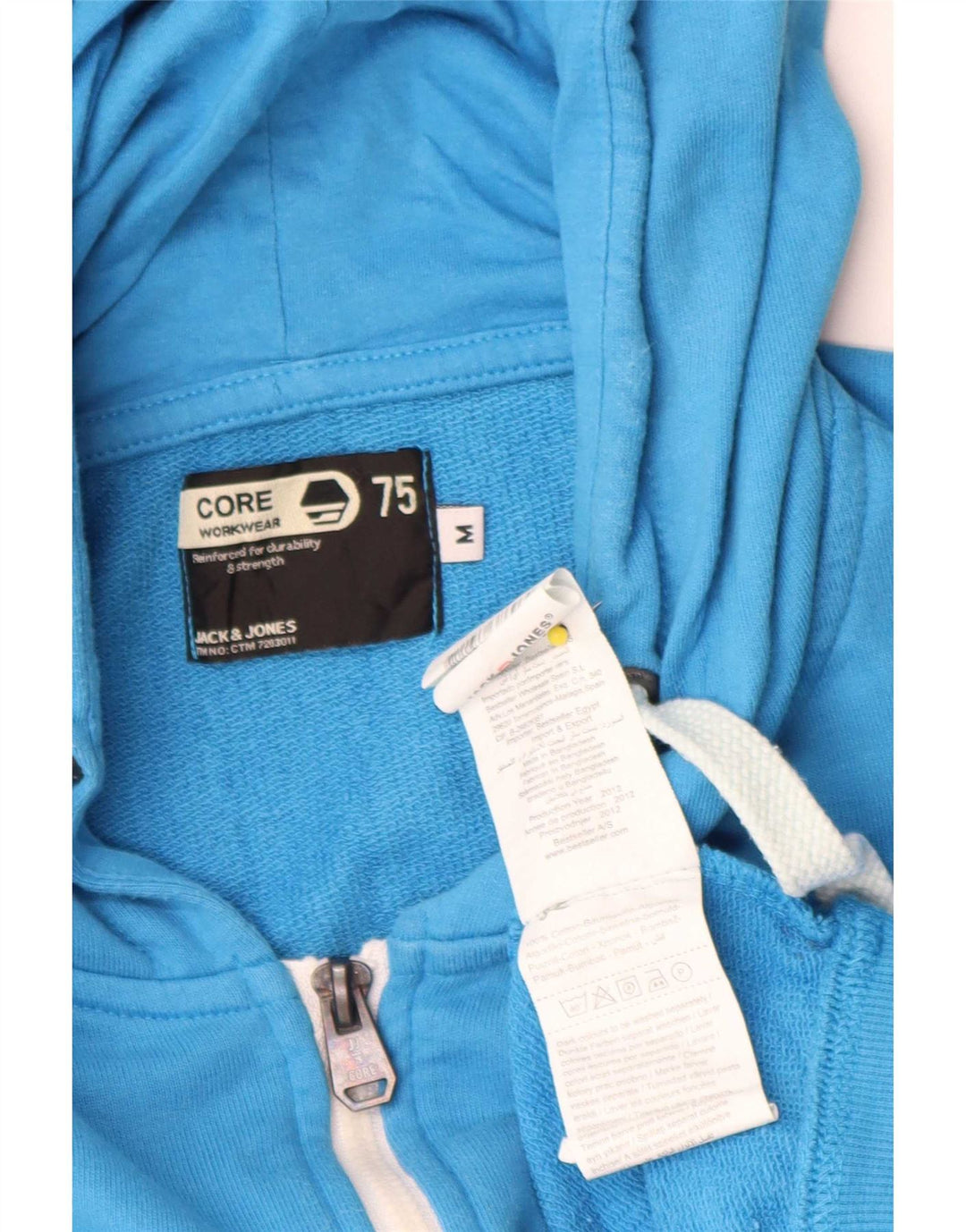 Maglione con cappuccio e zip grafica da uomo Jack & Jones in cotone blu medio