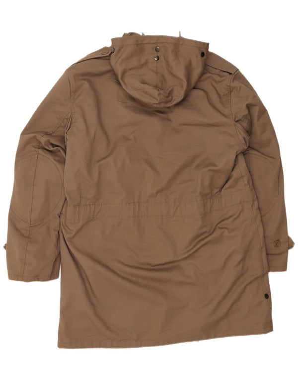 Giacca parka vintage da uomo con cappuccio taglia 56/58 3XL Beige