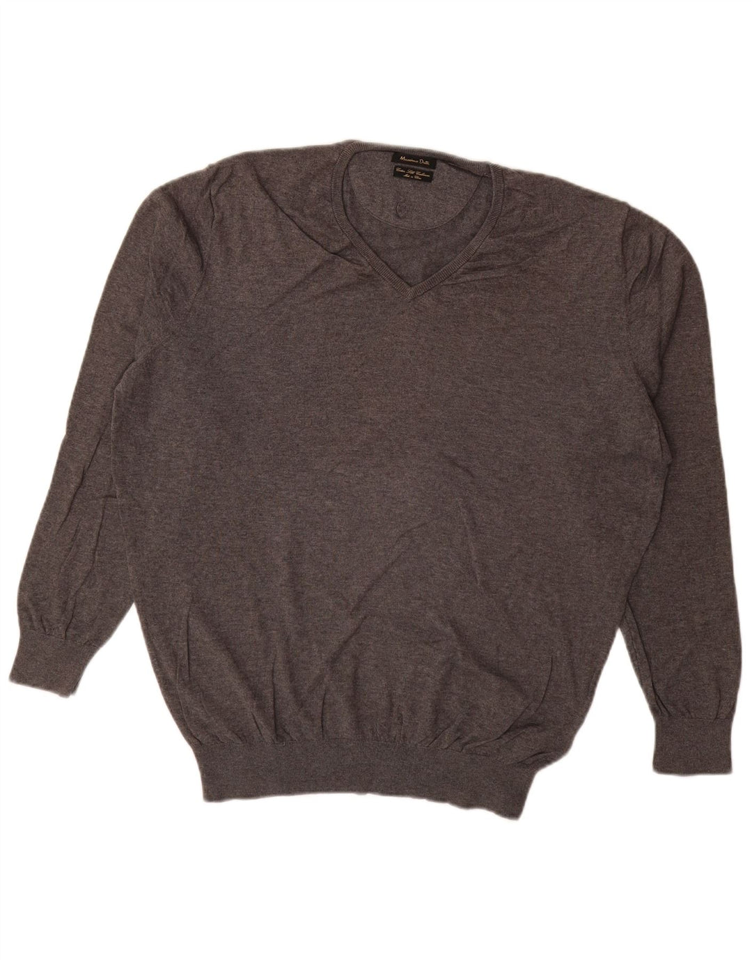 MASSIMO DUTTI Maglione da uomo con scollo a V XL in cotone grigio