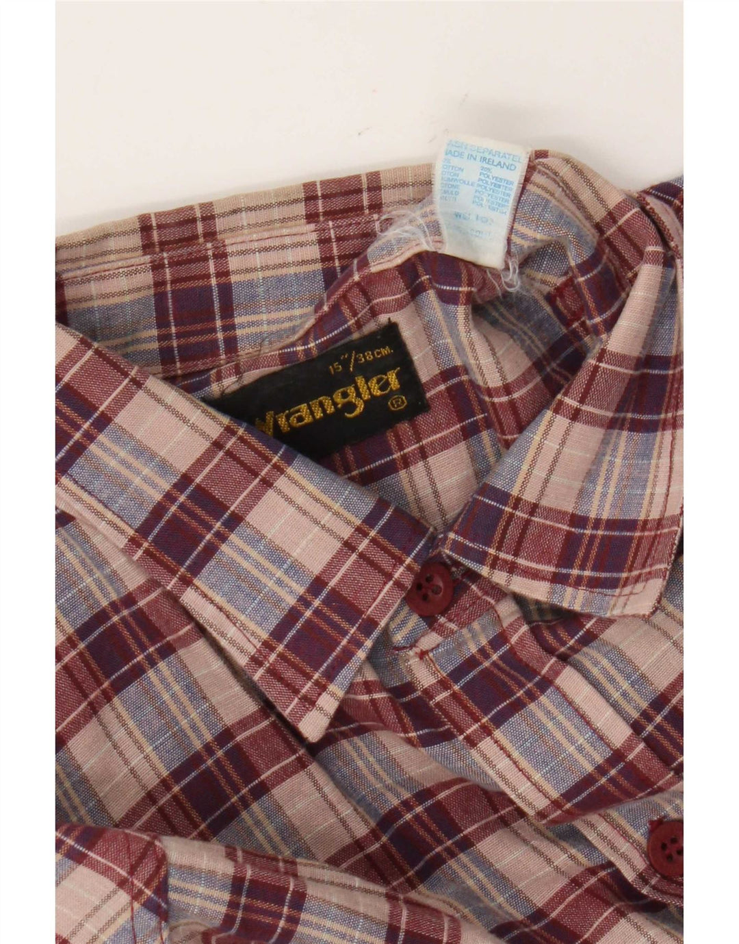 Camicia in flanella da uomo Wrangler taglia 38 15 cotone medio a quadri rossi