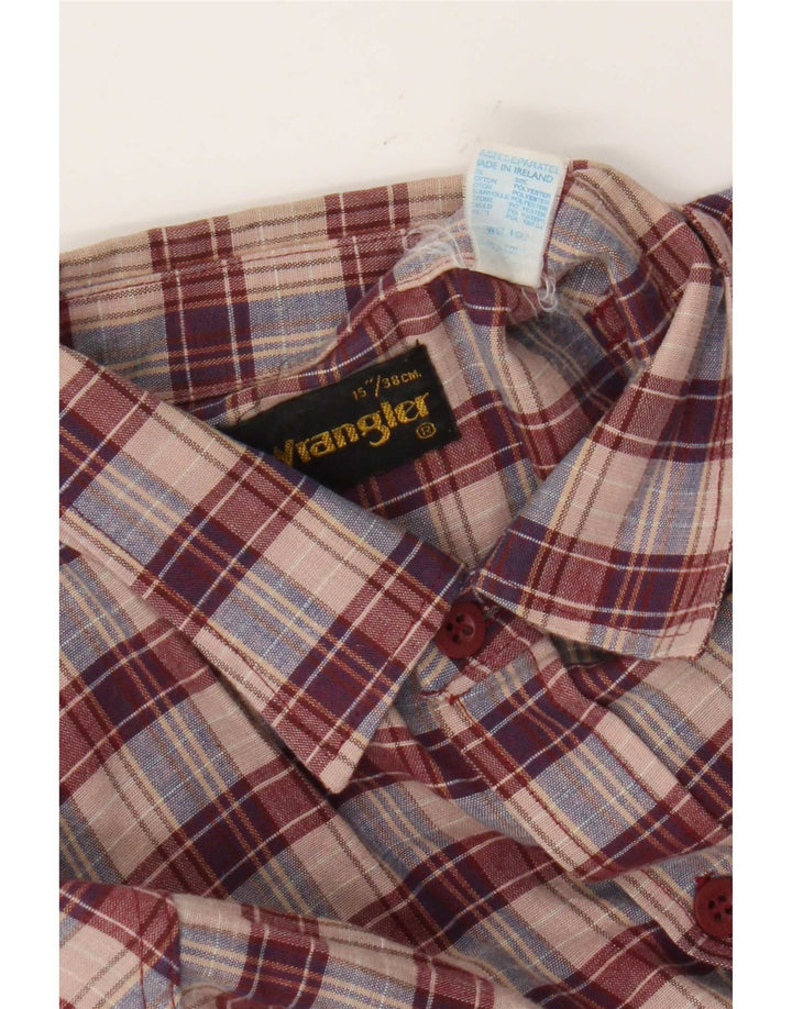 Camicia in flanella da uomo Wrangler taglia 38 15 cotone medio a quadri rossi