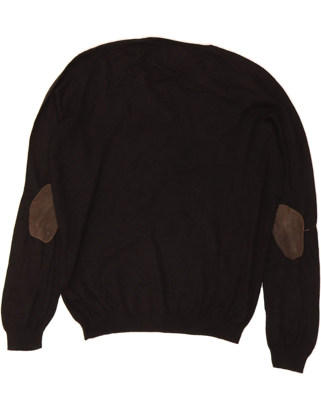 MASSIMO DUTTI Womens V-Neck Jumper Sweater UK 14 Medium Black Cotton Vintage Massimo Dutti and Second-Hand Massimo Dutti from Messina Hembry 