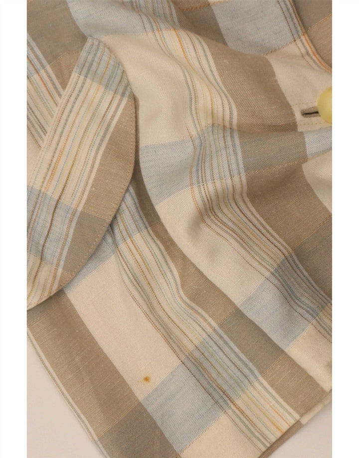 Giacca blazer vintage da donna a 2 bottoni UK 14 a quadri beige medio