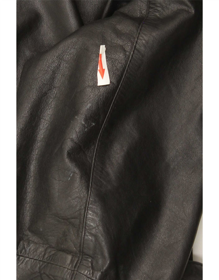 Giacca in pelle da donna VINTAGE UK 16 grande pelle nera