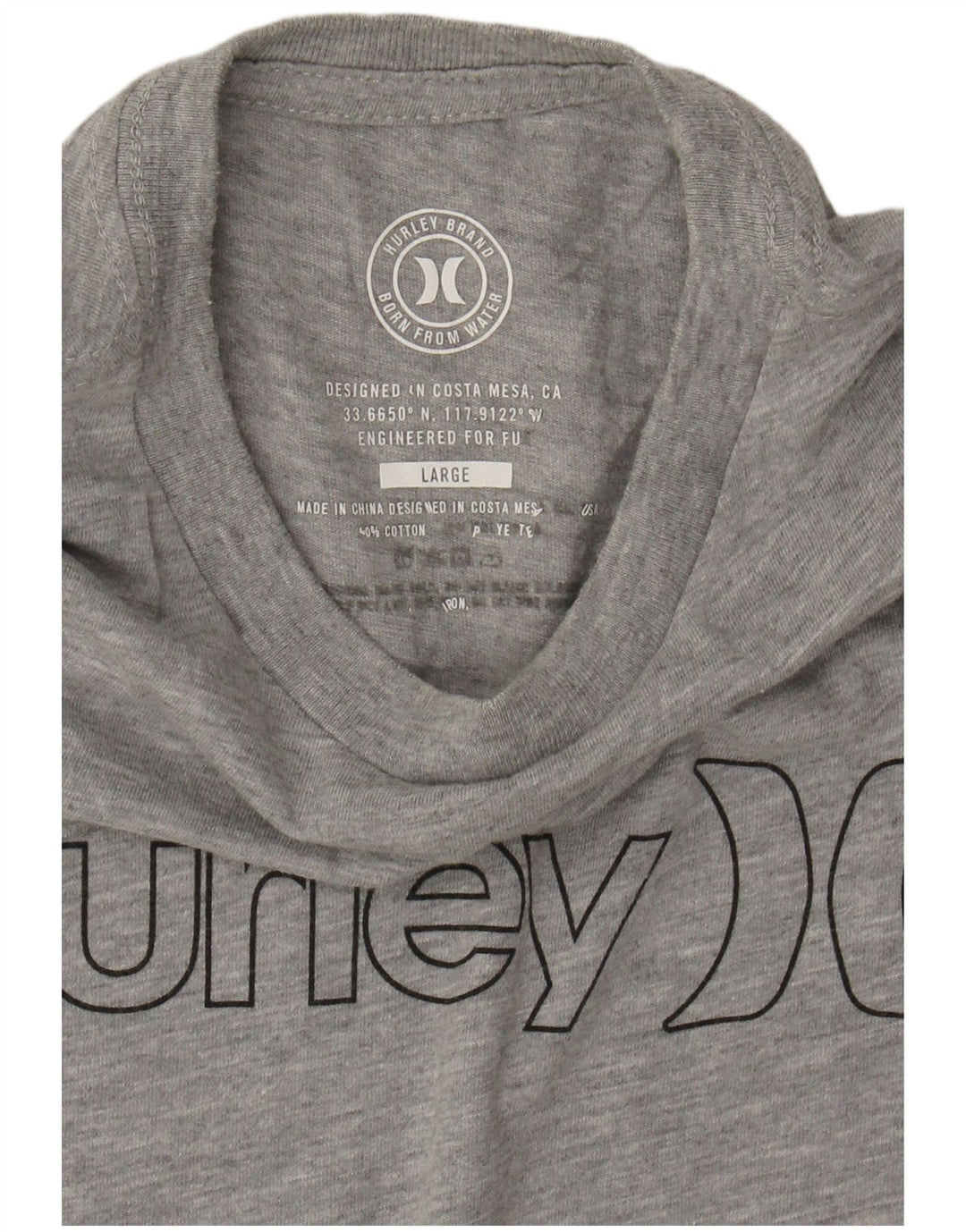 T-shirt con grafica HURLEY per ragazzi, 12-13 anni, grande, in cotone grigio puntinato