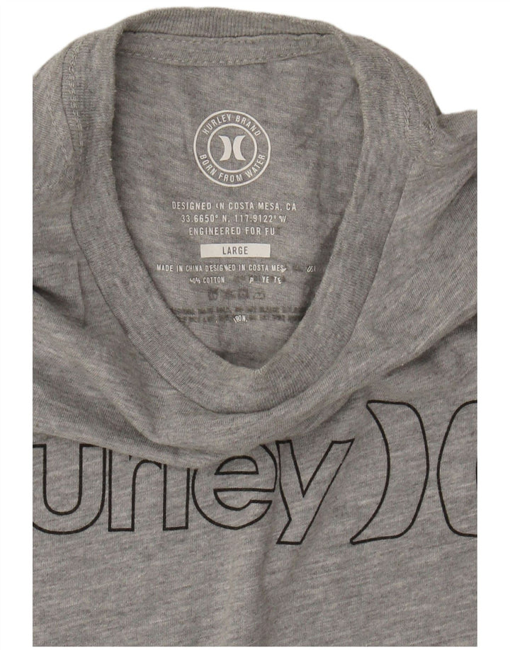 T-shirt con grafica HURLEY per ragazzi, 12-13 anni, grande, in cotone grigio puntinato