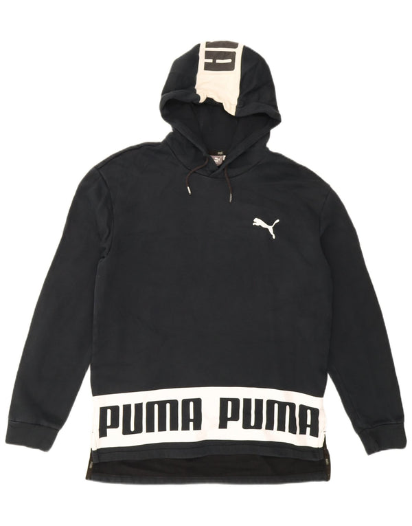 Felpa con cappuccio grafica da uomo Puma, cotone color block medio blu navy