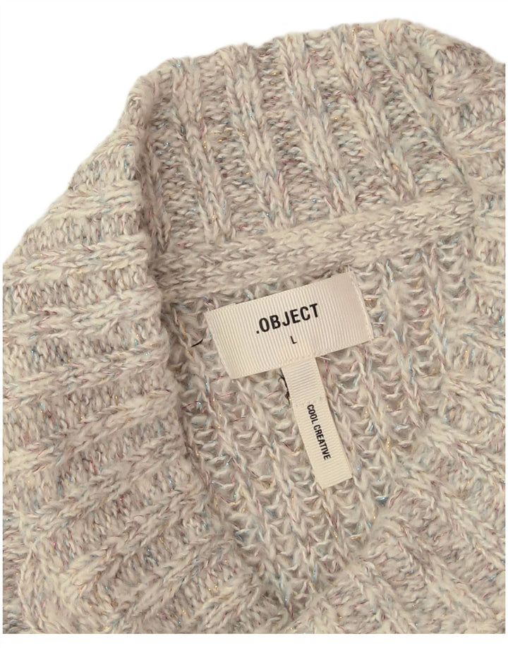 Maglione maglione girocollo da donna Object UK 16 grande acrilico grigio