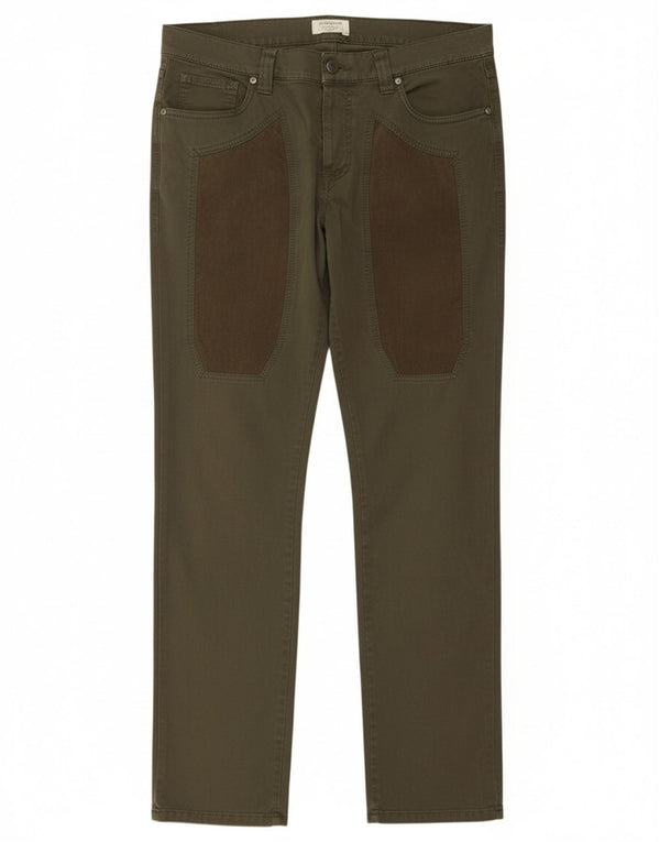 JECKERSON Mens Slim Casual Trousers W36 L33 Khaki Cotton
