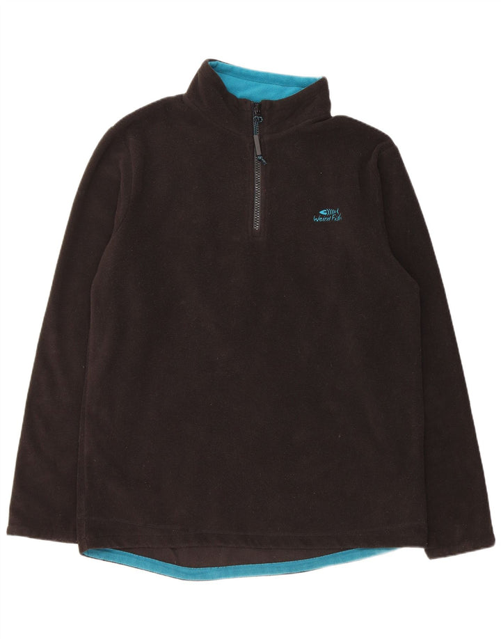 Maglione in pile da uomo con collo con zip Weird Fish, poliestere nero medio