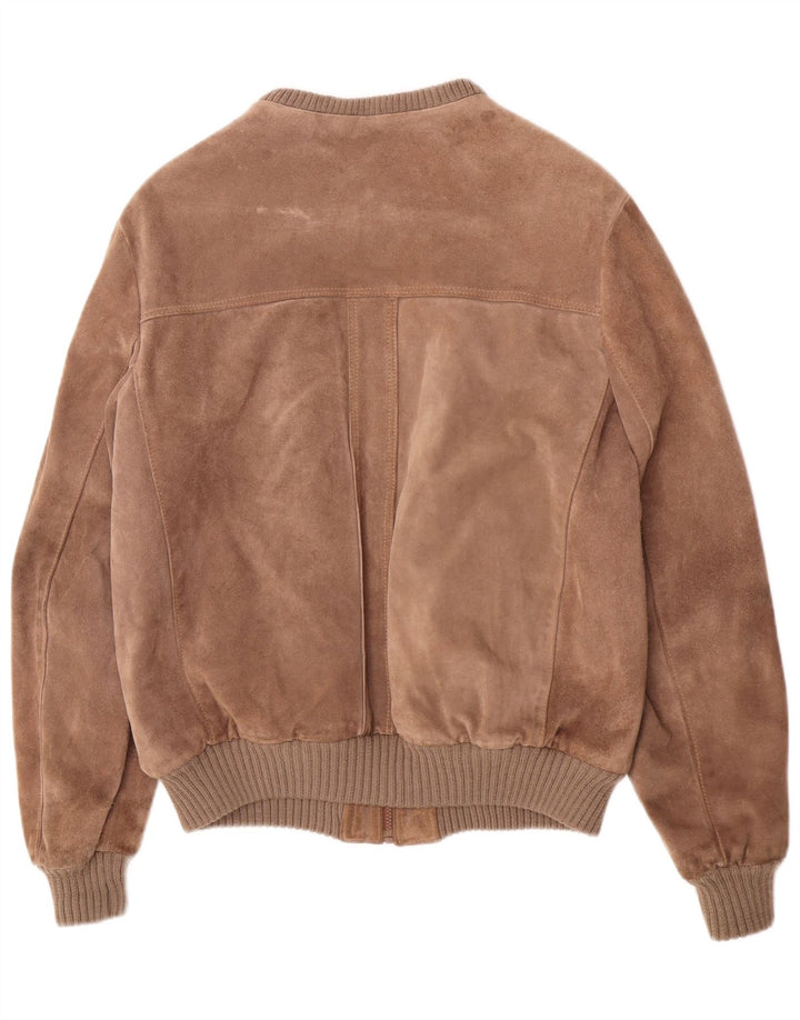 Giubbotto bomber in pelle scamosciata vintage da uomo UK 38 Marrone medio