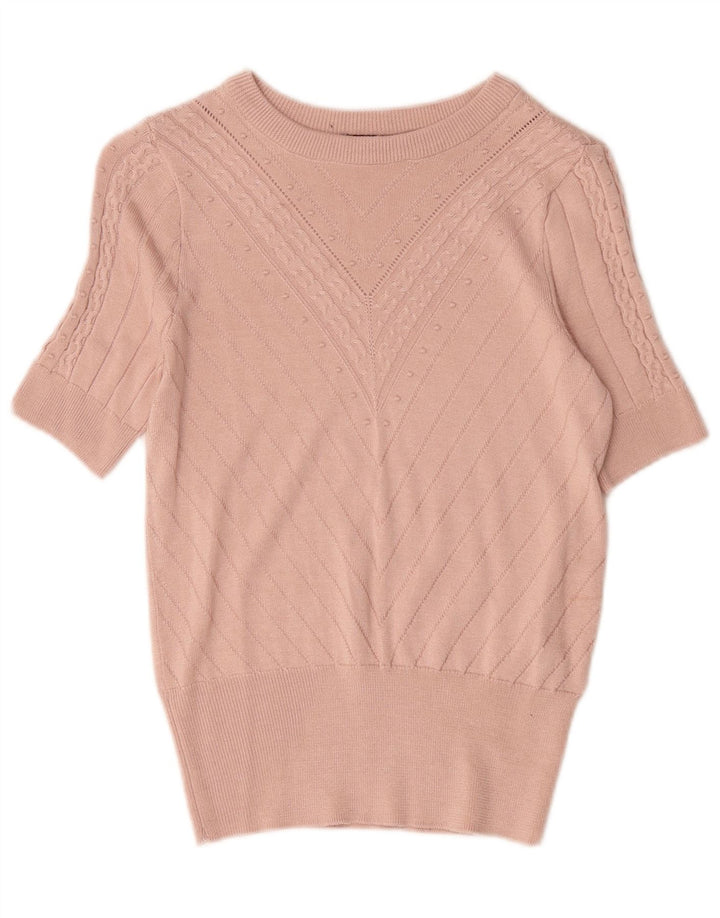 Maglione maglione girocollo da donna Marks & Spencer UK 8 piccolo rosa