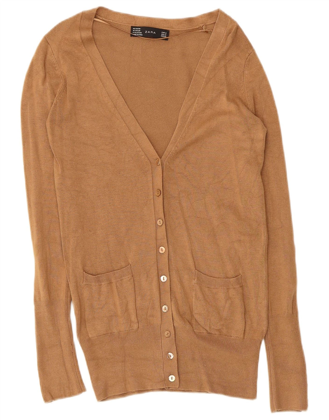 Maglione cardigan da donna Zara UK 10 piccolo Rayon beige