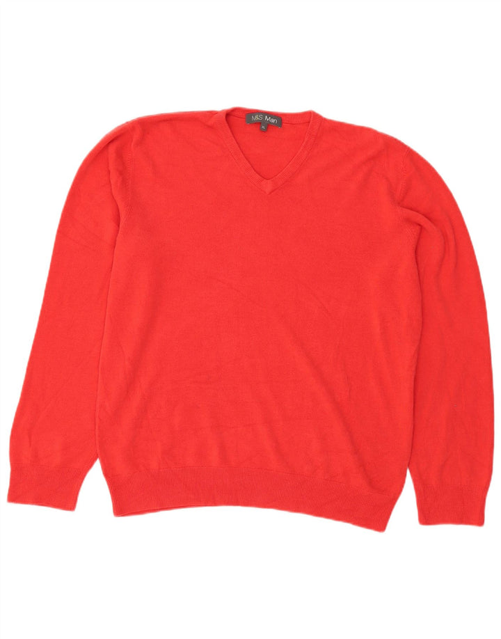 Maglione da uomo con scollo a V Marks & Spencer XL rosso acrilico