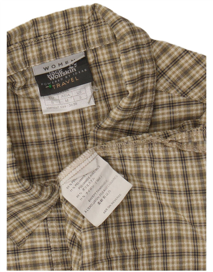 JACK WOLFSKIN Camicia senza maniche da donna UK 10 Piccolo poliestere a quadri beige