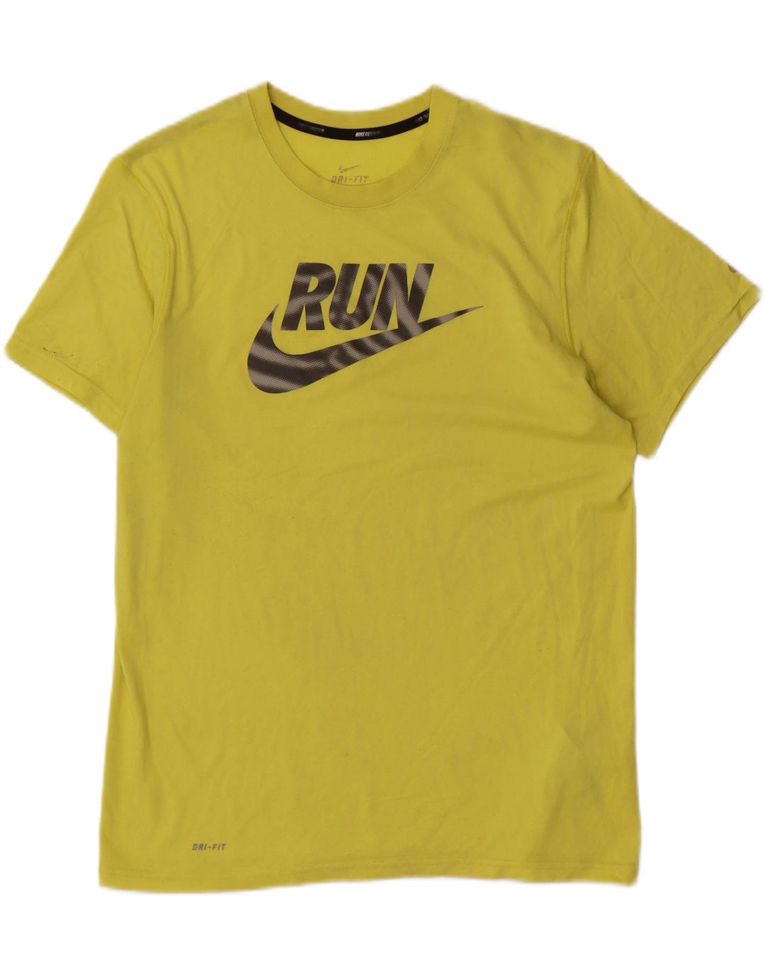 T-shirt grafica Nike Dri Fit da uomo, top in poliestere giallo medio